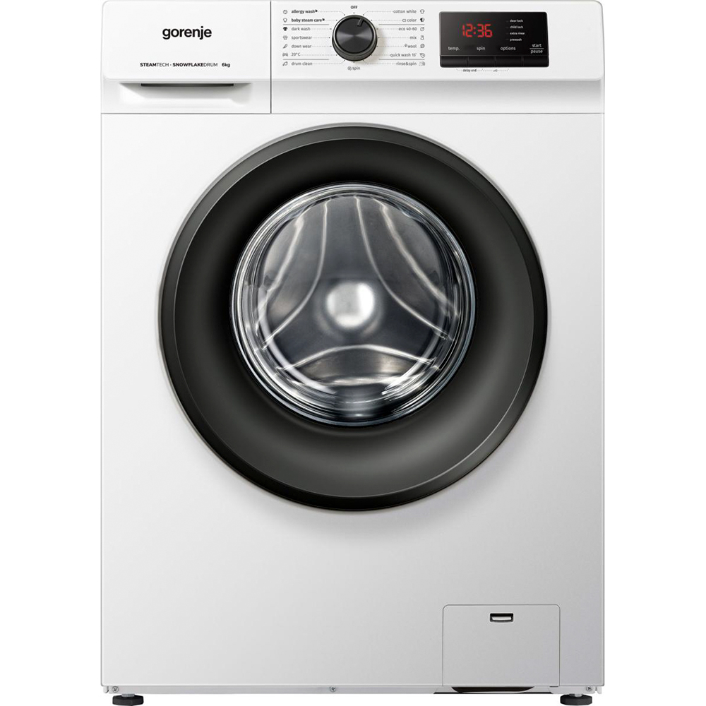 Masina de spalat rufe frontala slim GORENJE WNHVB60SES, SteamTech, 6 kg, 1000rpm, Clasa E, alb