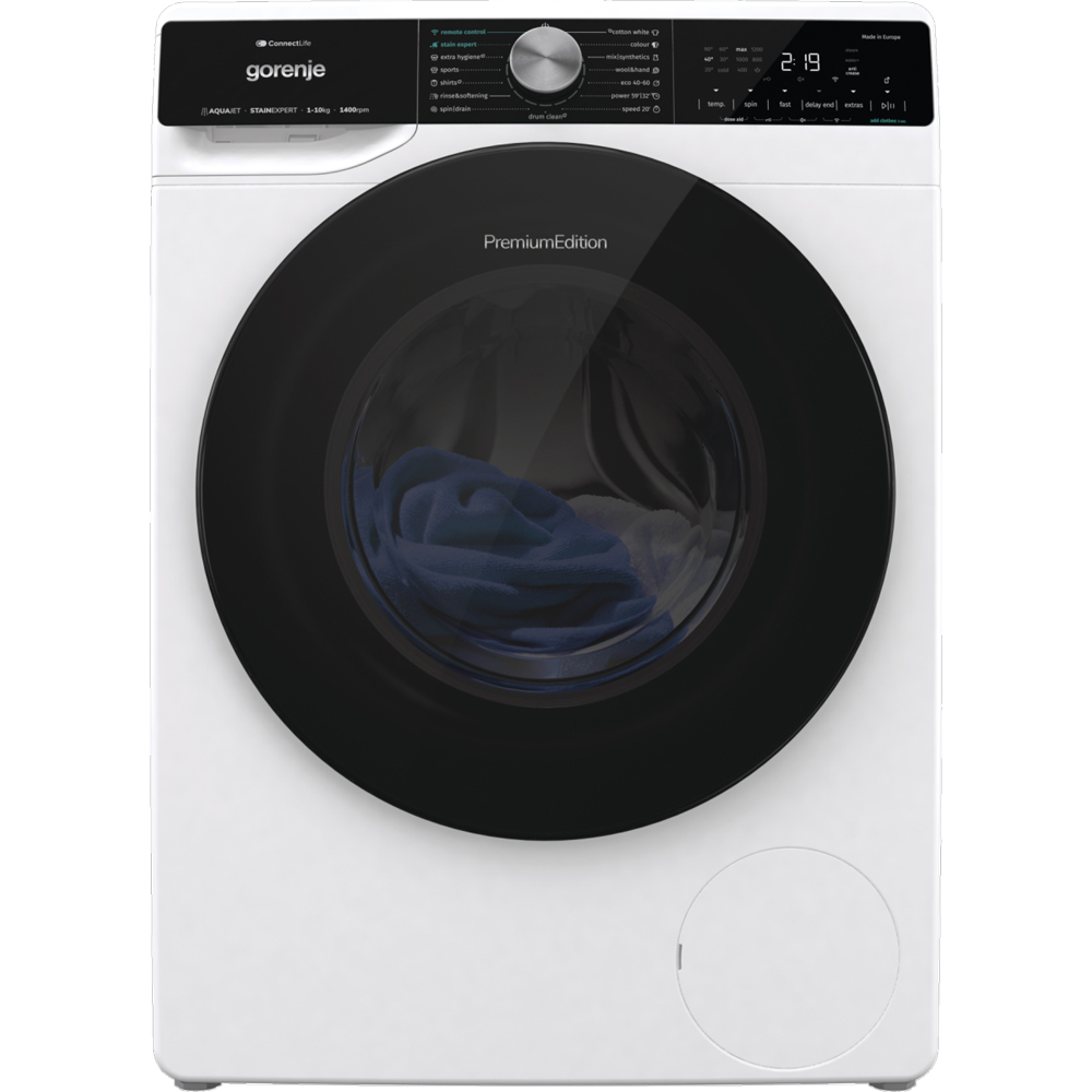 Masina de spalat rufe frontala GORENJE WNS14A4TWIFI, SteamTech, 10 kg, 1400rpm, Clasa A, Wi-Fi, alb
