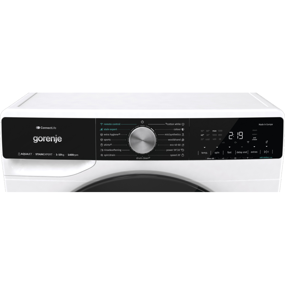 Masina de spalat rufe frontala GORENJE WNS14A4TWIFI, SteamTech, 10 kg, 1400rpm, Clasa A, Wi-Fi, alb