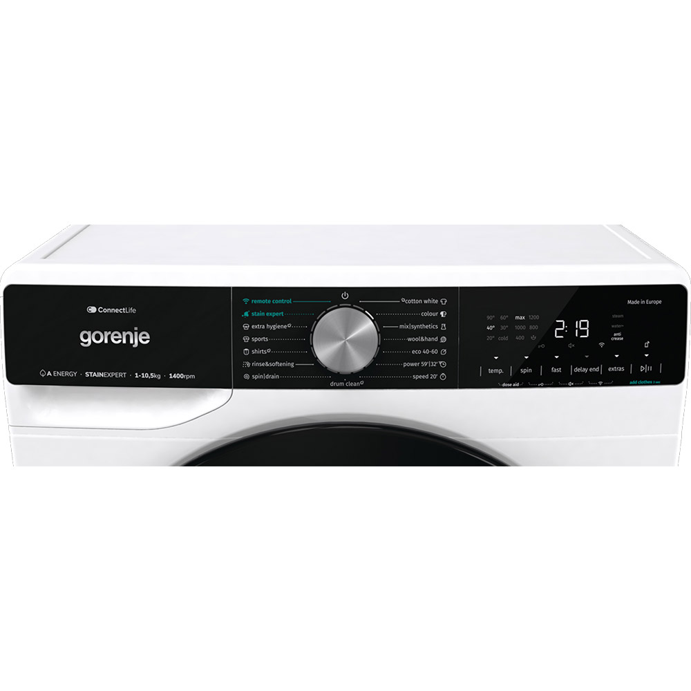 Masina de spalat rufe frontala GORENJE WNS1X4ARTWIFI, SteamTech, 10.5 kg, 1400rpm, Clasa A, alb