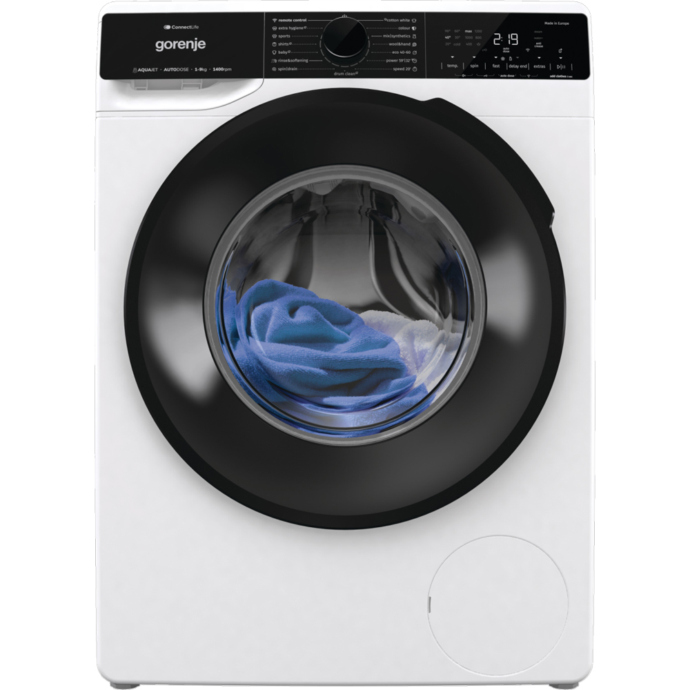 Masina de spalat rufe frontala GORENJE WPNA94A1ALPWIFI, SteamTech, 9 kg, 1400rpm, Clasa A, Wi-Fi, alb