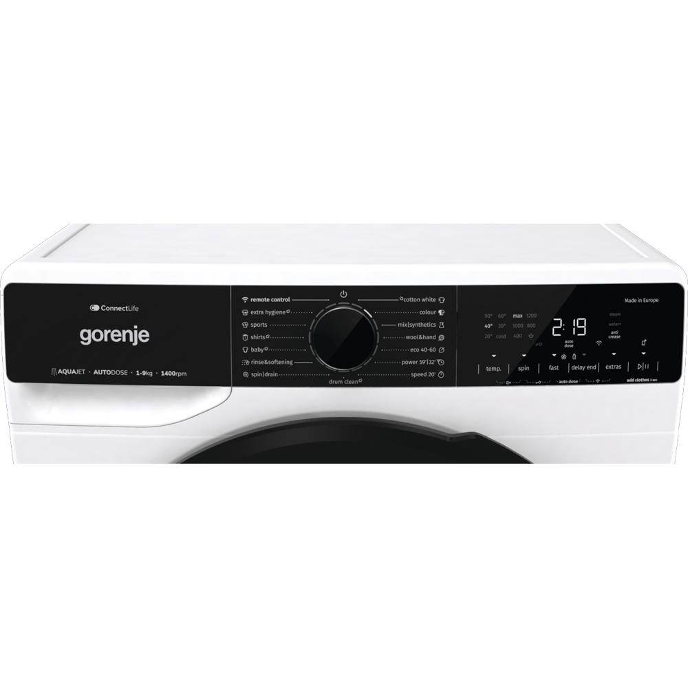 Masina de spalat rufe frontala GORENJE WPNA94A1ALPWIFI, SteamTech, 9 kg, 1400rpm, Clasa A, Wi-Fi, alb