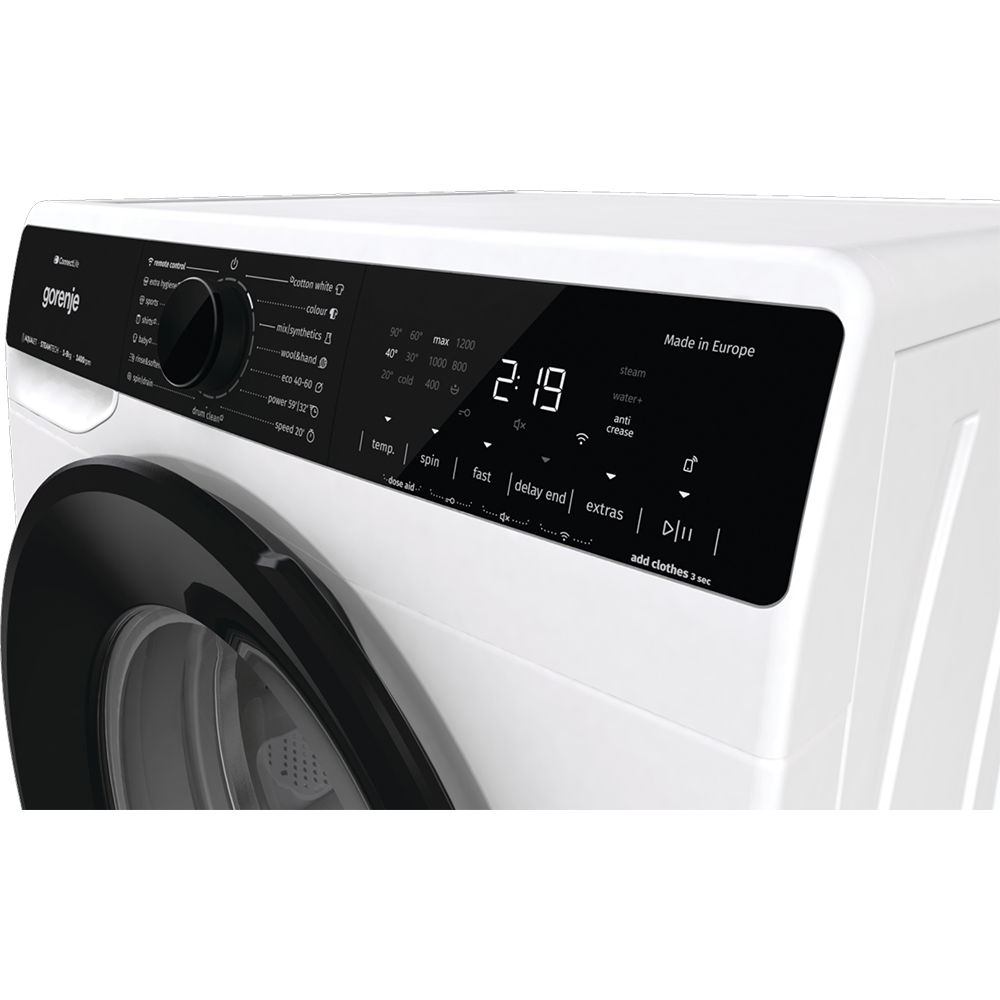 Masina de spalat rufe frontala GORENJE WPNA94A1PWIFI, SteamTech, 9 kg, 1400rpm, Clasa A, Wi-Fi, alb