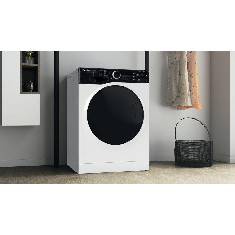 Masina de spalat rufe frontala slim WHIRLPOOL WRSB 7259 D EU, 6th Sense, Steam, 7 kg, 1200rpm, Clasa B, alb