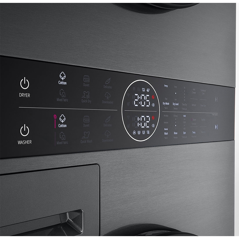 Masina de spalat rufe frontala cu uscator LG WashTower WT1210BBF, Steam, 12/10 kg, 1400 rpm, Clasa A/C, Wi-Fi, negru