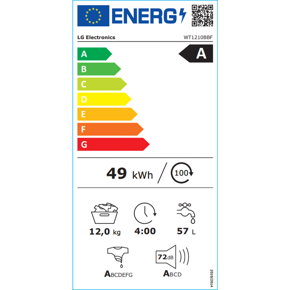 Masina de spalat rufe frontala cu uscator LG WashTower WT1210BBF, Steam, 12/10 kg, 1400 rpm, Clasa A/C, Wi-Fi, negru