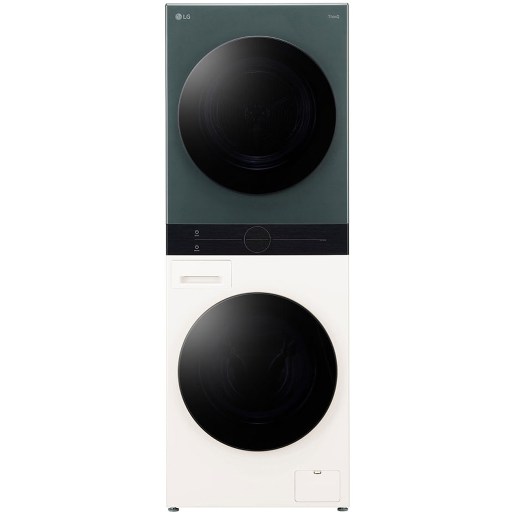 Masina de spalat rufe frontala cu uscator LG WashTower WT1210EGF, Steam, 12/10 kg, 1400 rpm, Clasa A/C, Wi-Fi, bej-verde