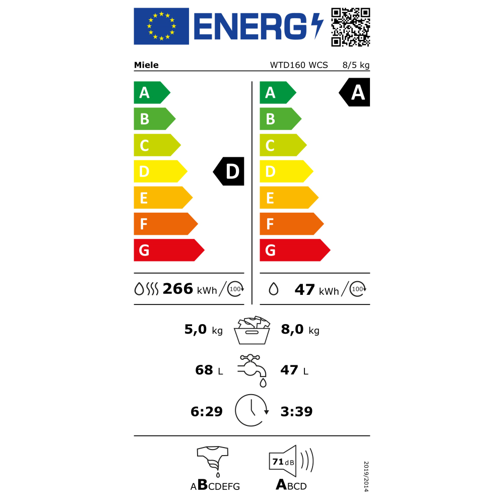 Masina de spalat rufe frontala cu uscator MIELE WTR870WPM, TwinDos, 8/5 kg, 1600rpm, Clasa A/D, alb