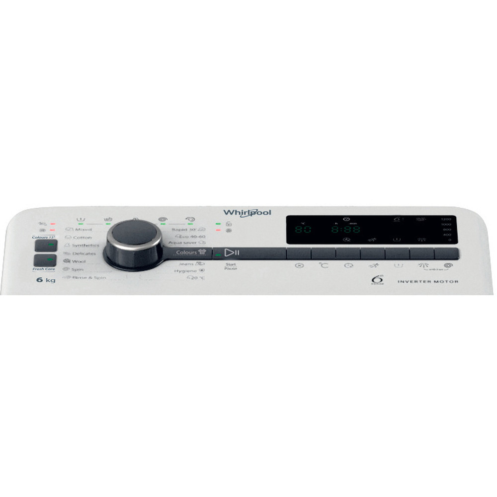 Masina de spalat rufe verticala WHIRLPOOL TDLRB 6261BS EU/N, 6th Sense, 6 kg, 1200rpm, Clasa A, alb
