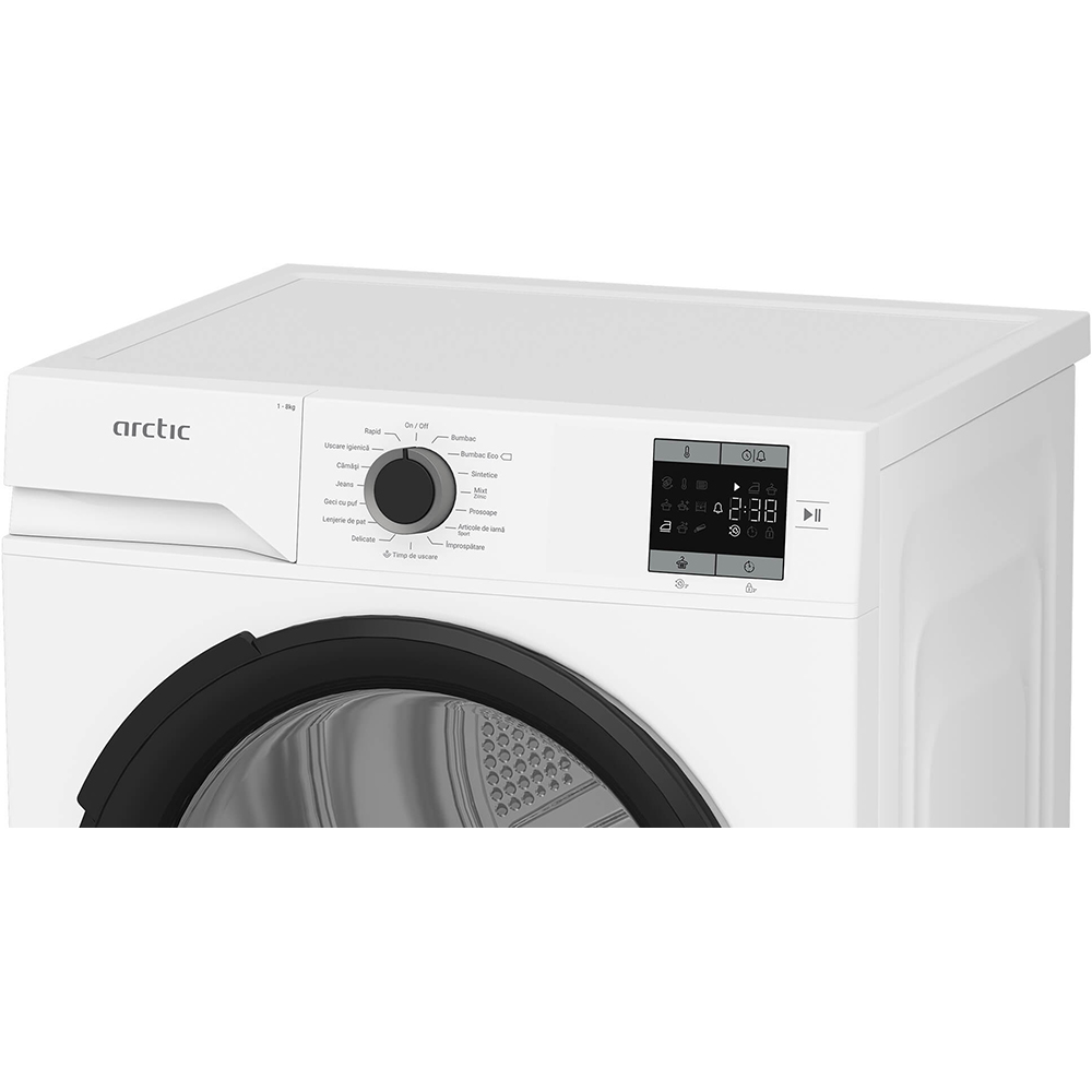 Uscator de rufe ARCTIC A2T18239W, Pompa de caldura, 8 kg, 15 programe, Clasa D, alb