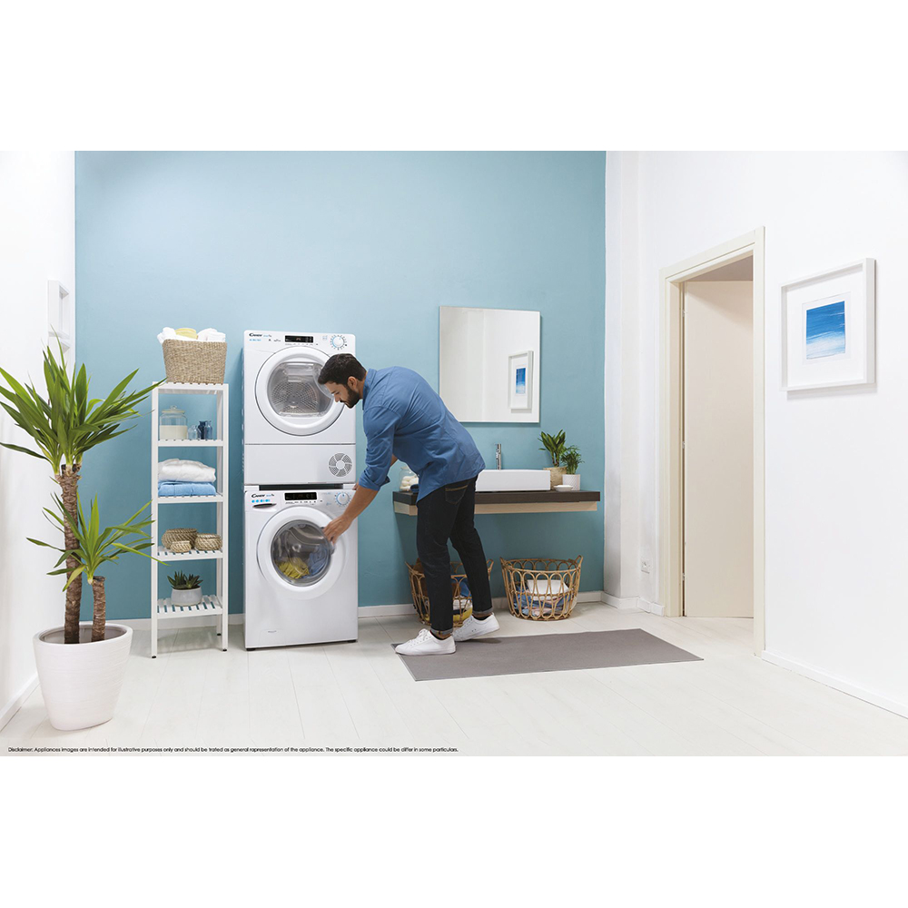 Uscator de rufe CANDY Smart Pro CSOE H8A2TE-S, Pompa de caldura, 8 kg, 14 programe, Clasa E, Wi-Fi, alb