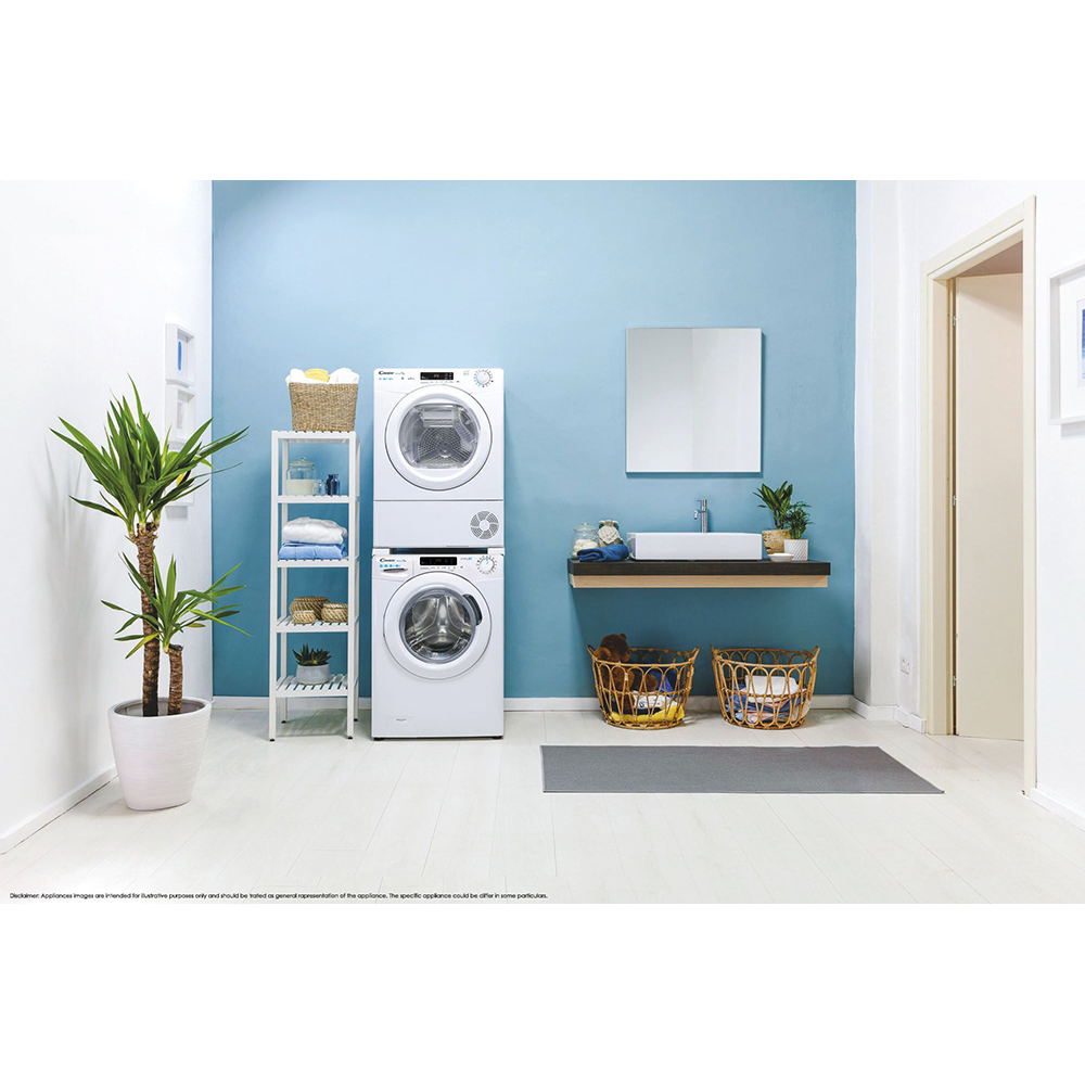 Uscator de rufe CANDY Smart Pro CSOE H8A2TE-S, Pompa de caldura, 8 kg, 14 programe, Clasa E, Wi-Fi, alb