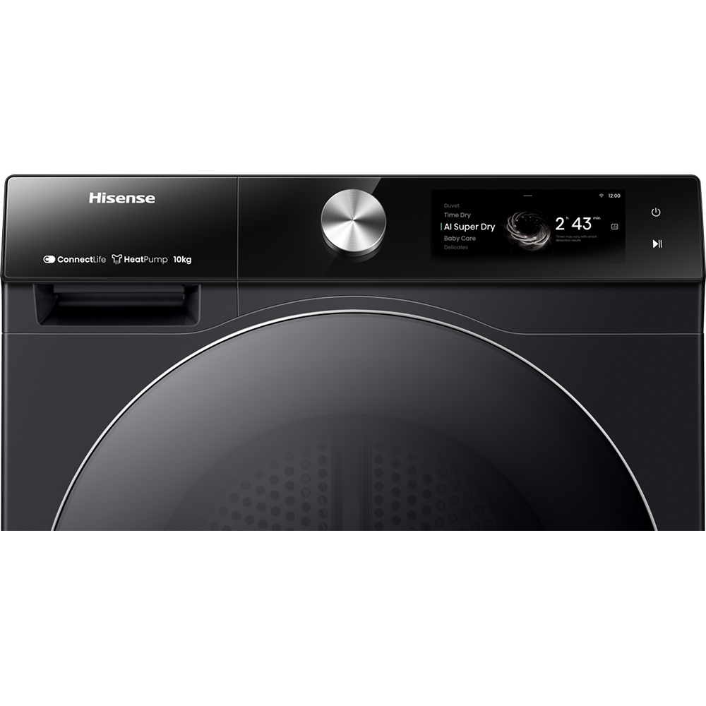 Uscator de rufe HISENSE DH7S107BB, Pompa de caldura, 10 kg, 20 programe, Clasa C, Wi-Fi, negru