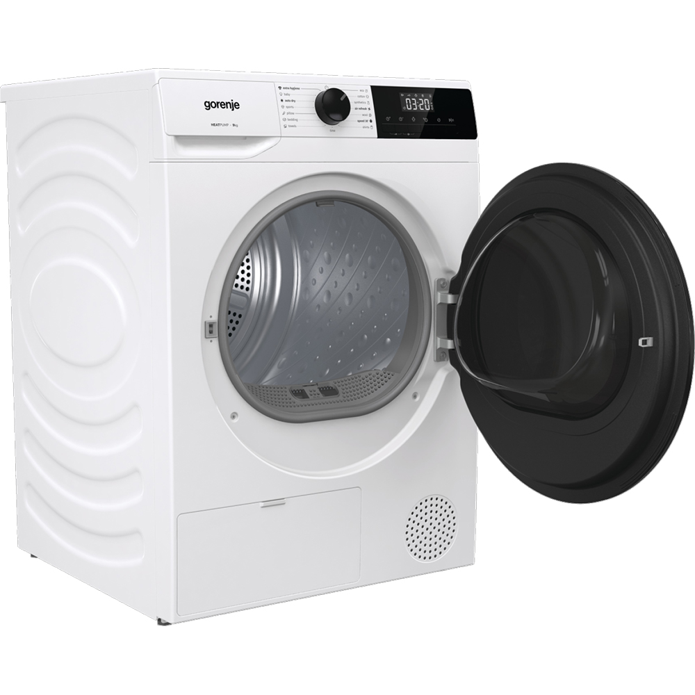 Uscator de rufe GORENJE DHNA93, Pompa de caldura, 9 kg, 15 programe, Clasa C, alb
