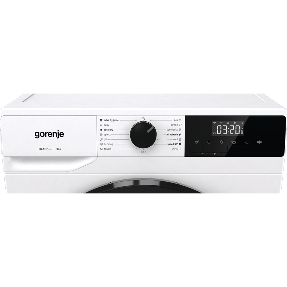 Uscator de rufe GORENJE DHNA93, Pompa de caldura, 9 kg, 15 programe, Clasa C, alb