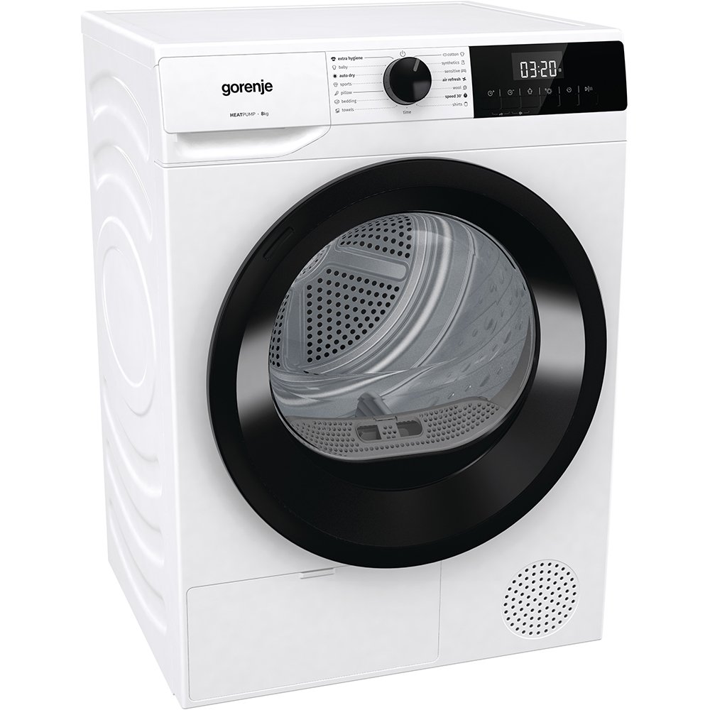Uscator de rufe GORENJE DHNE82, Pompa de caldura, 8 kg, 15 programe, Clasa D, alb