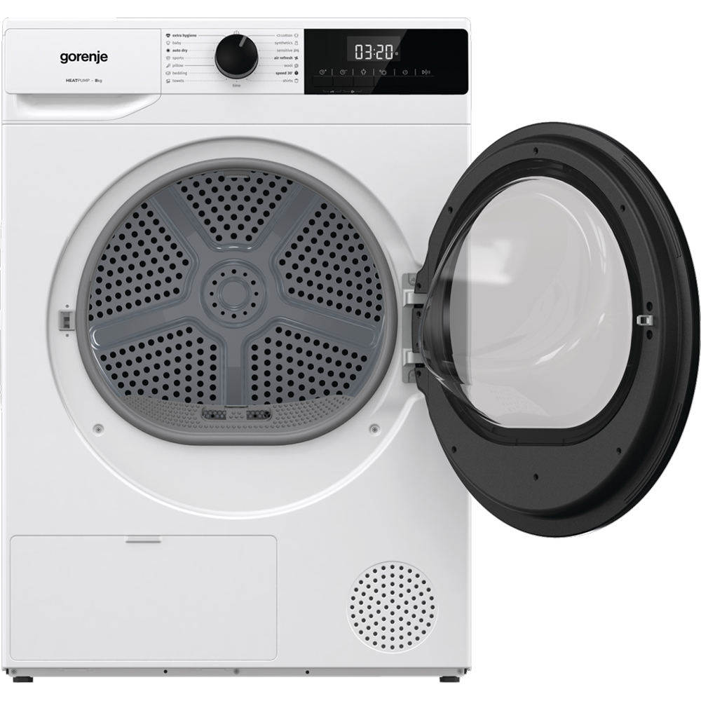 Uscator de rufe GORENJE DHNE82, Pompa de caldura, 8 kg, 15 programe, Clasa D, alb