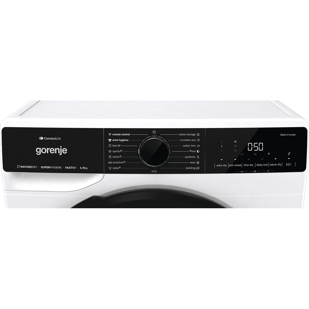 Uscator de rufe GORENJE DPNA92WIFI, Pompa de caldura, 9 kg, 15 programe, Clasa D, Wi-Fi, alb