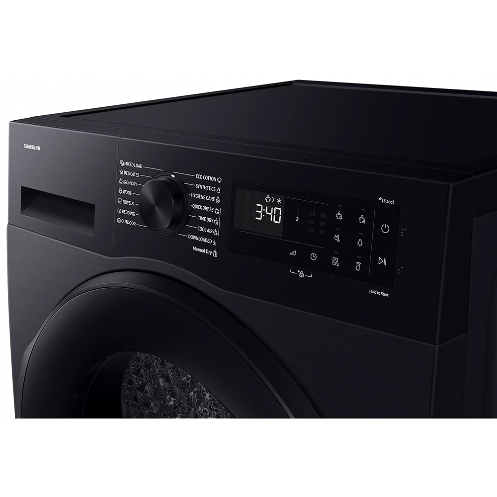 Uscator de rufe SAMSUNG DV90DG52A0ABLE, Pompa de caldura, 9 kg, 14 programe, Clasa C, Wi-Fi, negru