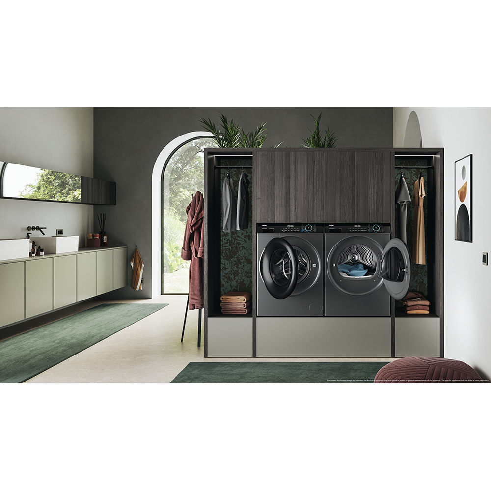 Uscator de rufe HAIER HD90-A3939R-S, Pompa de caldura, 9 kg, 15 programe, Clasa C, antracit
