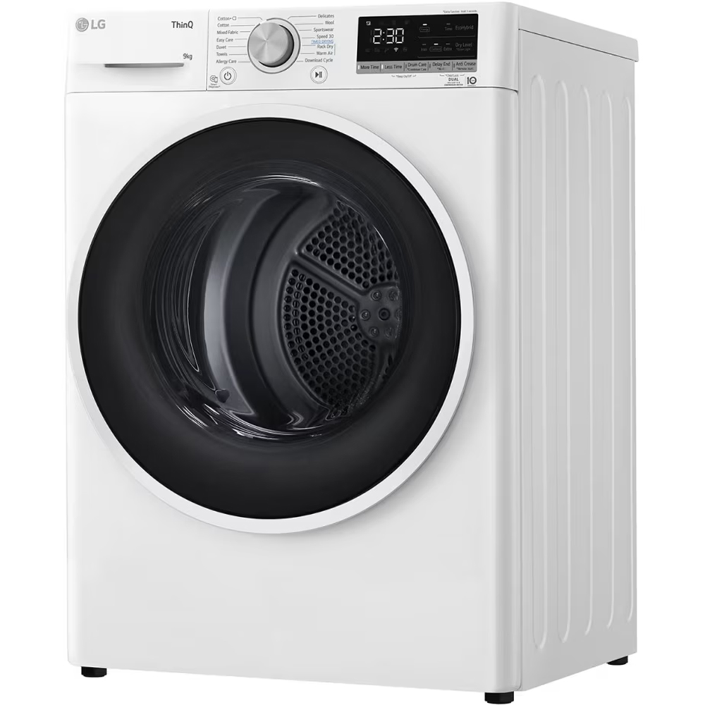 Uscator de rufe LG RH90V5AV6N, SmartThinQ, Condensare si pompa de caldura, 9 kg, 14 programe, Clasa D, alb