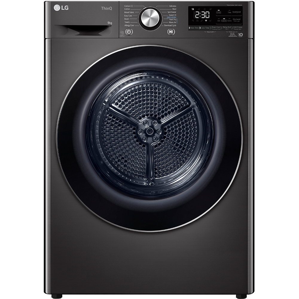 Uscator de rufe LG RH90V9JV2N, ThinQ, Pompa de caldura, 9 kg, 14 programe, Clasa C, gri inchis