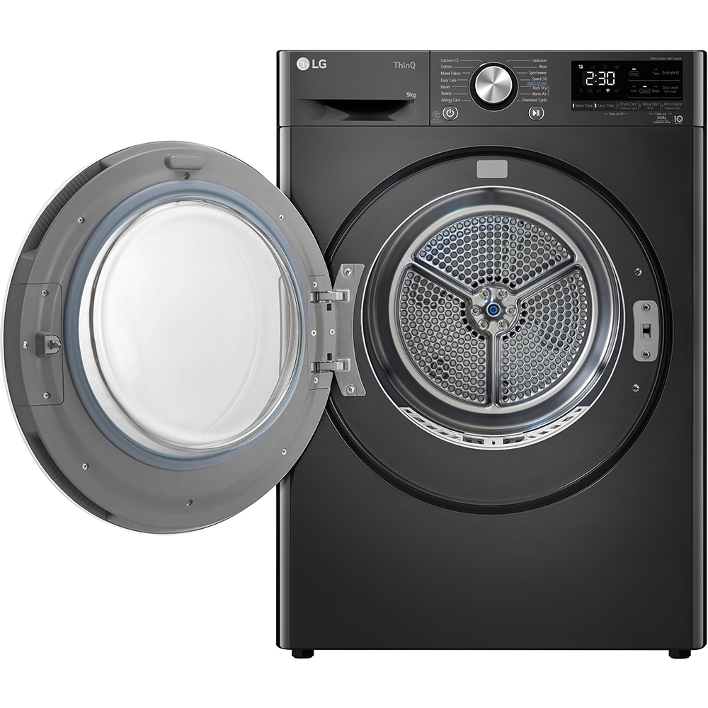 Uscator de rufe LG RH90V9JV2N, ThinQ, Pompa de caldura, 9 kg, 14 programe, Clasa C, gri inchis