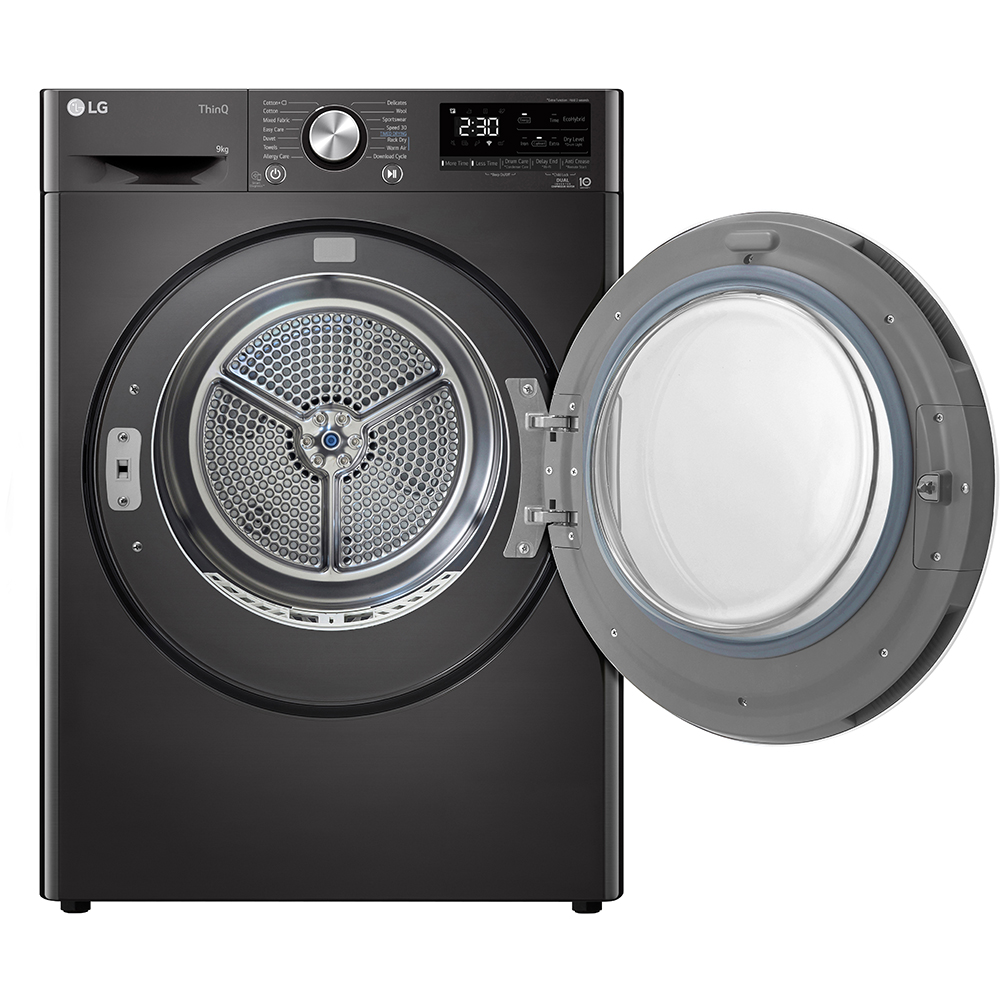 Uscator de rufe LG RH90V9JV2N, ThinQ, Pompa de caldura, 9 kg, 14 programe, Clasa C, gri inchis