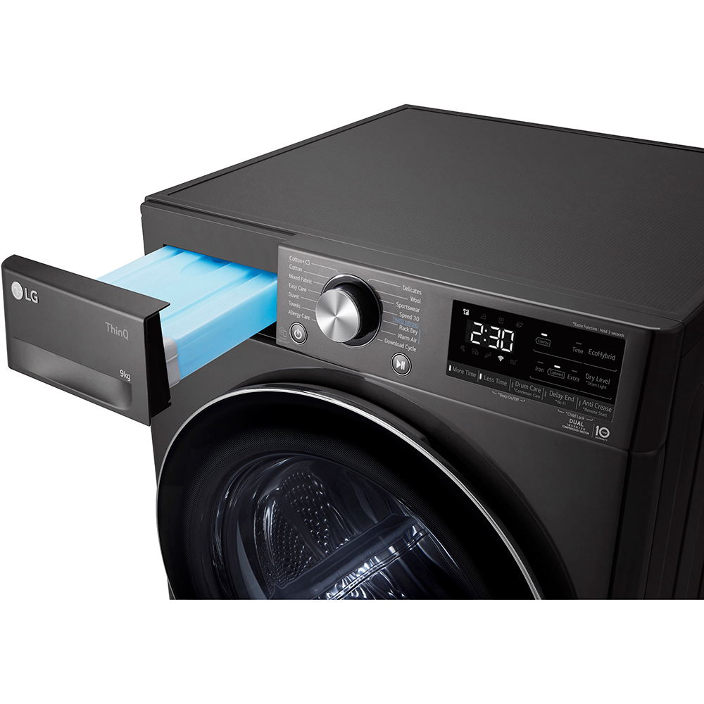 Uscator de rufe LG RH90V9JV2N, ThinQ, Pompa de caldura, 9 kg, 14 programe, Clasa C, gri inchis