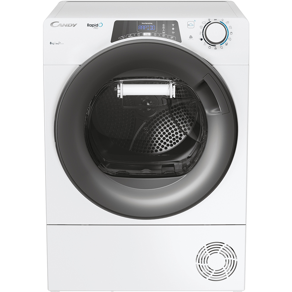 Uscator de rufe CANDY Rapido Pro RPE H8A2TRE-S, Pompa de caldura, 8 kg, 14 programe, Clasa E, Wi-Fi, alb