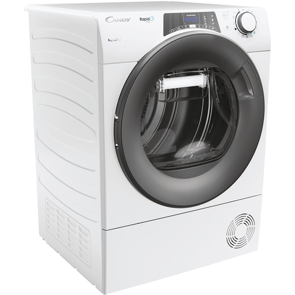 Uscator de rufe CANDY Rapido Pro RPE H8A2TRE-S, Pompa de caldura, 8 kg, 14 programe, Clasa E, Wi-Fi, alb