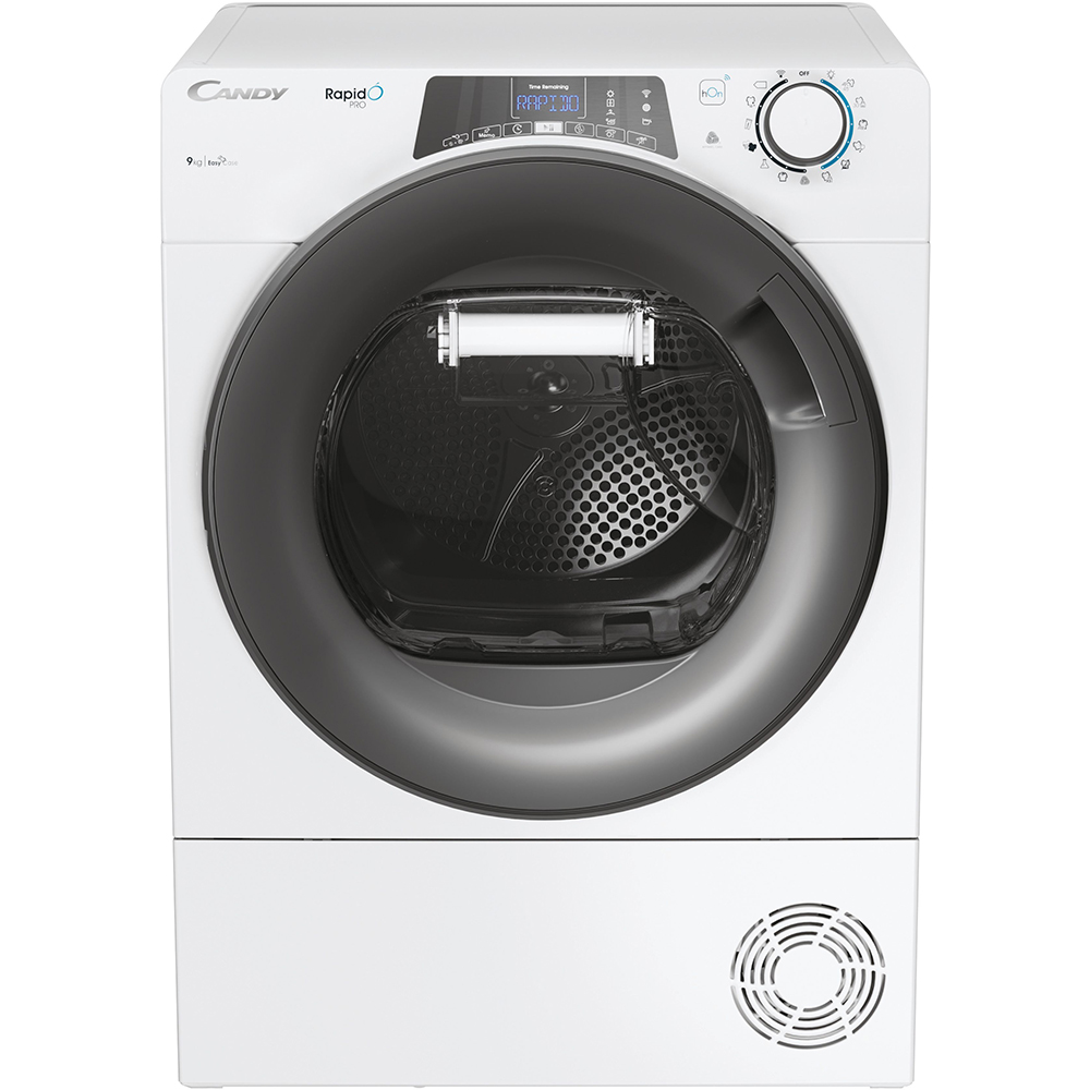 Uscator de rufe CANDY Rapido Pro RPE H9A2TRE-S, Pompa de caldura, 9 kg, 14 programe, Clasa E, Wi-Fi, alb