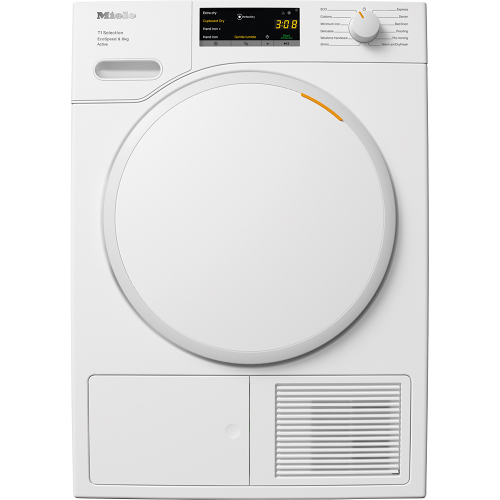 Uscator de rufe MIELE TSA 523 WP Active, Pompa de caldura, 8 kg, 12 programe, Clasa C, alb