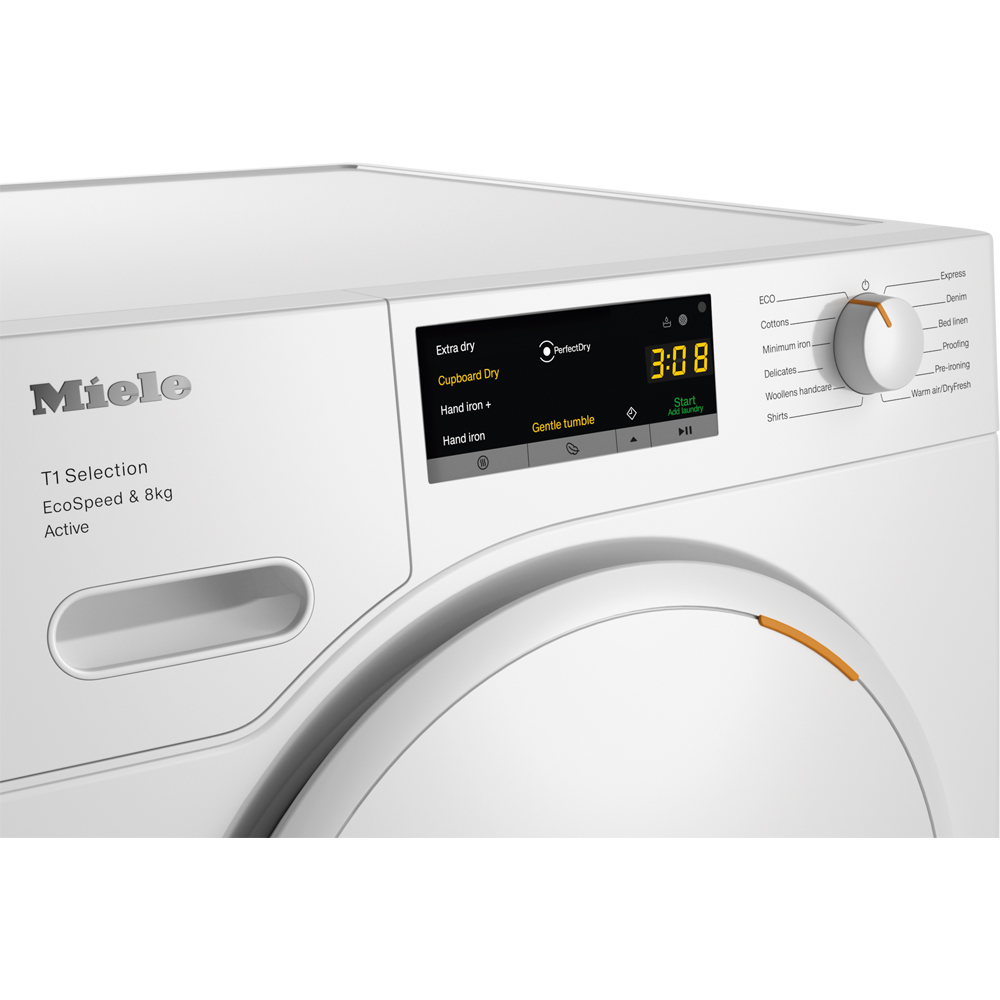 Uscator de rufe MIELE TSA 523 WP Active, Pompa de caldura, 8 kg, 12 programe, Clasa C, alb