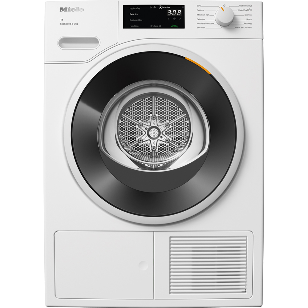 Uscator de rufe MIELE TWD 640 WP EcoSpeed, Pompa de caldura, 9 kg, 12 programe, Clasa C, Wi-Fi, alb