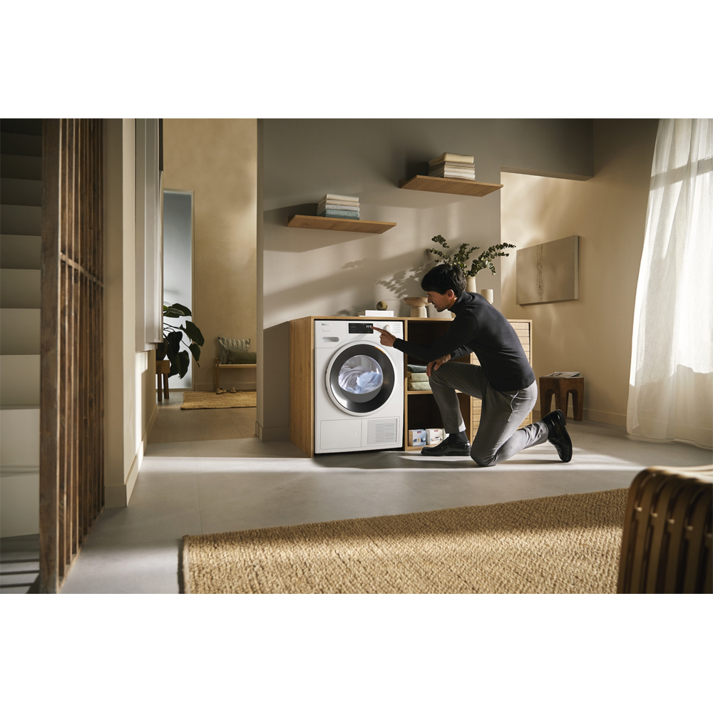 Uscator de rufe MIELE TWD 640 WP EcoSpeed, Pompa de caldura, 9 kg, 12 programe, Clasa C, Wi-Fi, alb