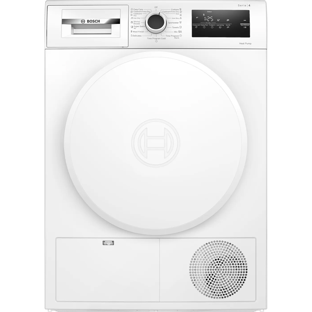 Uscator de rufe BOSCH WTH83003BY, Condensare si pompa de caldura, 8 kg, 15 programe, Clasa E, alb