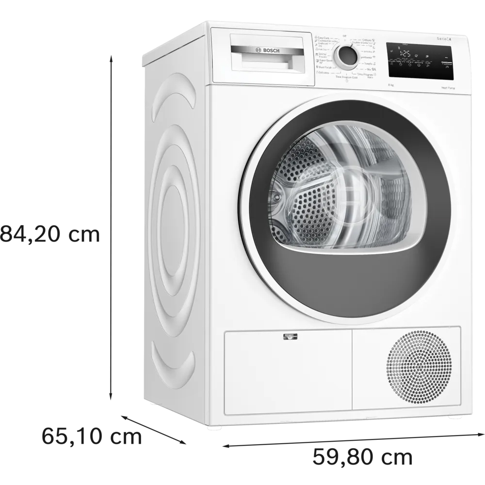 Uscator de rufe BOSCH WTH83256BY, Condensare si pompa de caldura, 8 kg, 15 programe, Clasa E, alb