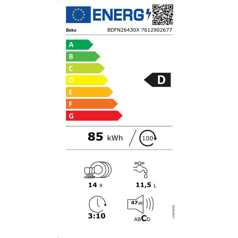 Masina de spalat vase independenta BEKO BDFN26430X, Hygiene Shield, 14 seturi, 6 programe, 60 cm, Clasa D, inox