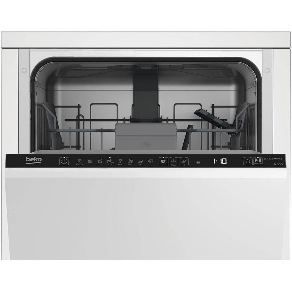 Masina de spalat vase incorporabila BEKO BDIS38020Q, 10 seturi, 8 programe, 45 cm, Clasa E, panou comanda negru