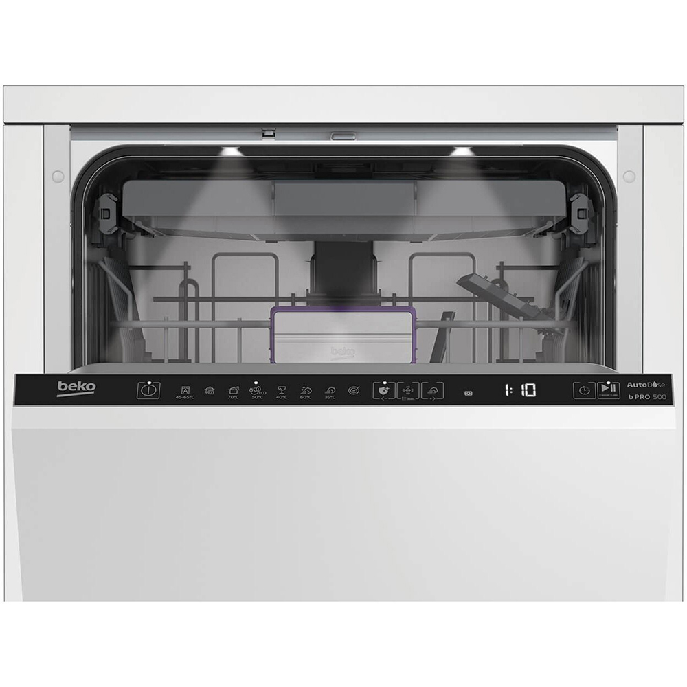 Masina de spalat vase incorporabila BEKO BDIS38040A, 10 seturi, 8 programe, 45 cm, Clasa C, panou comanda negru