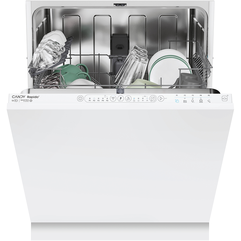 Masina de spalat vase incorporabila CANDY Rapido CIP 3E7L0W, 13 seturi, 5 programe, 60 cm, Clasa E, panou comanda alb