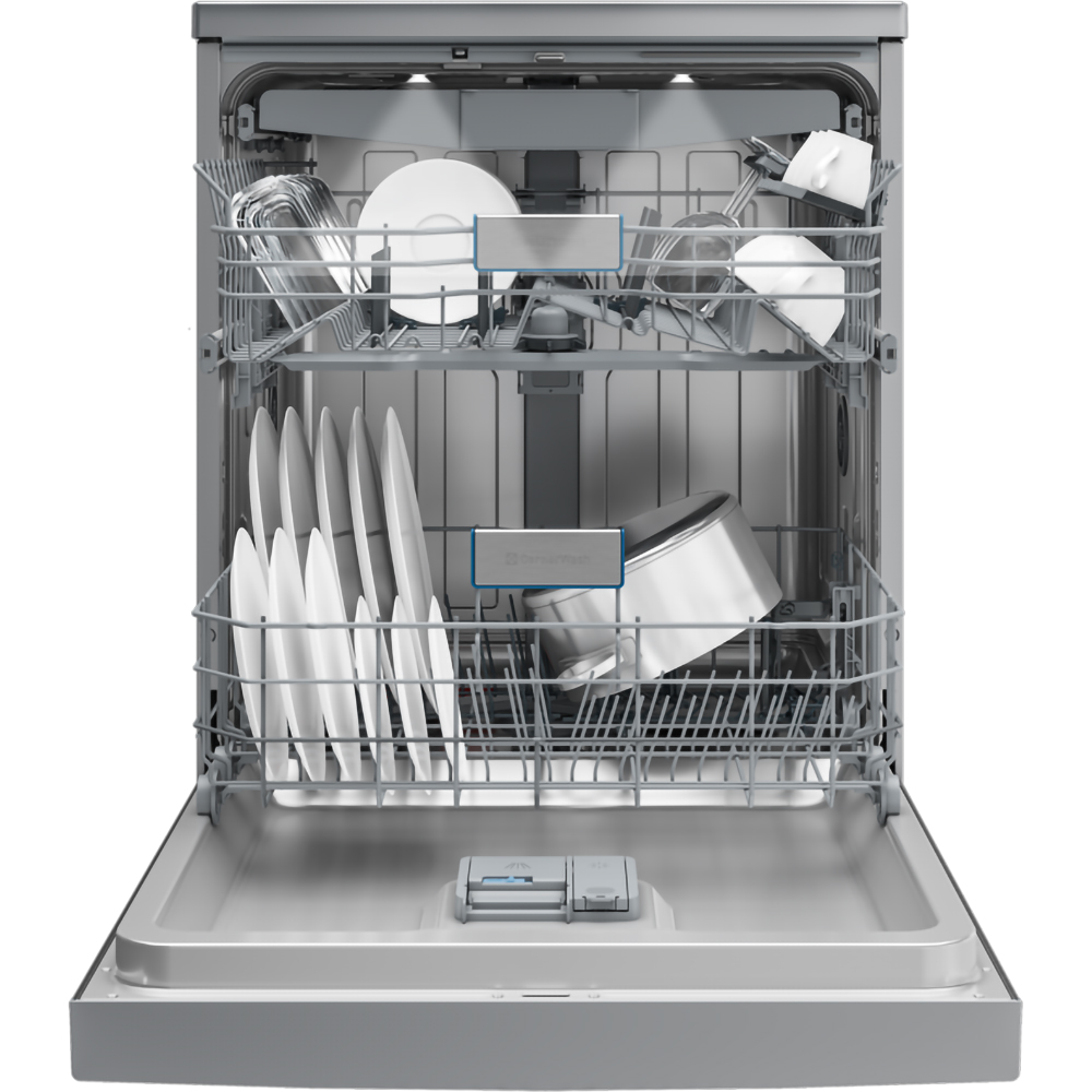 Masina de spalat vase independenta GRUNDIG GNFP4540XDW, CornerWash, 15 seturi, 6 programe, 60cm, Clasa D, inox