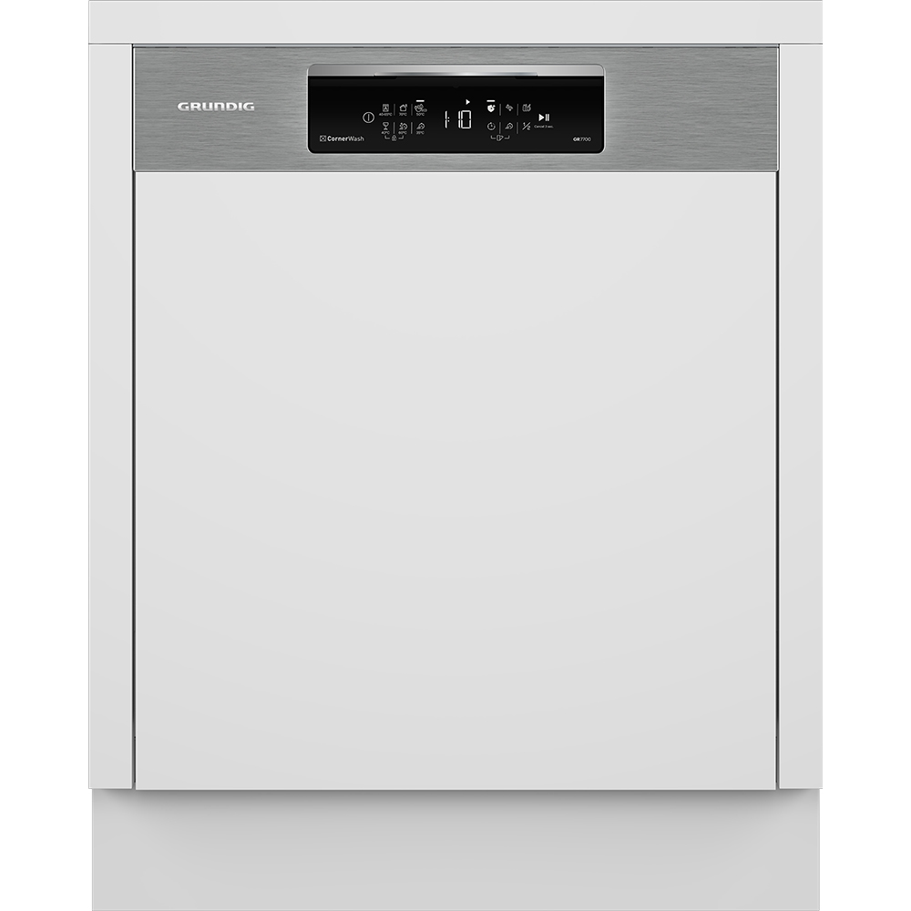 Masina de spalat vase semi-incorporabila GRUNDIG GNIP4630XB, 16 seturi, 6 programe, 60 cm, Clasa C, inox antiamprenta