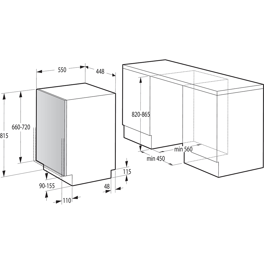 Masina de spalat vase incorporabila GORENJE GV541D10, 9 seturi, 5 programe, 45 cm, Clasa D, panou comanda negru