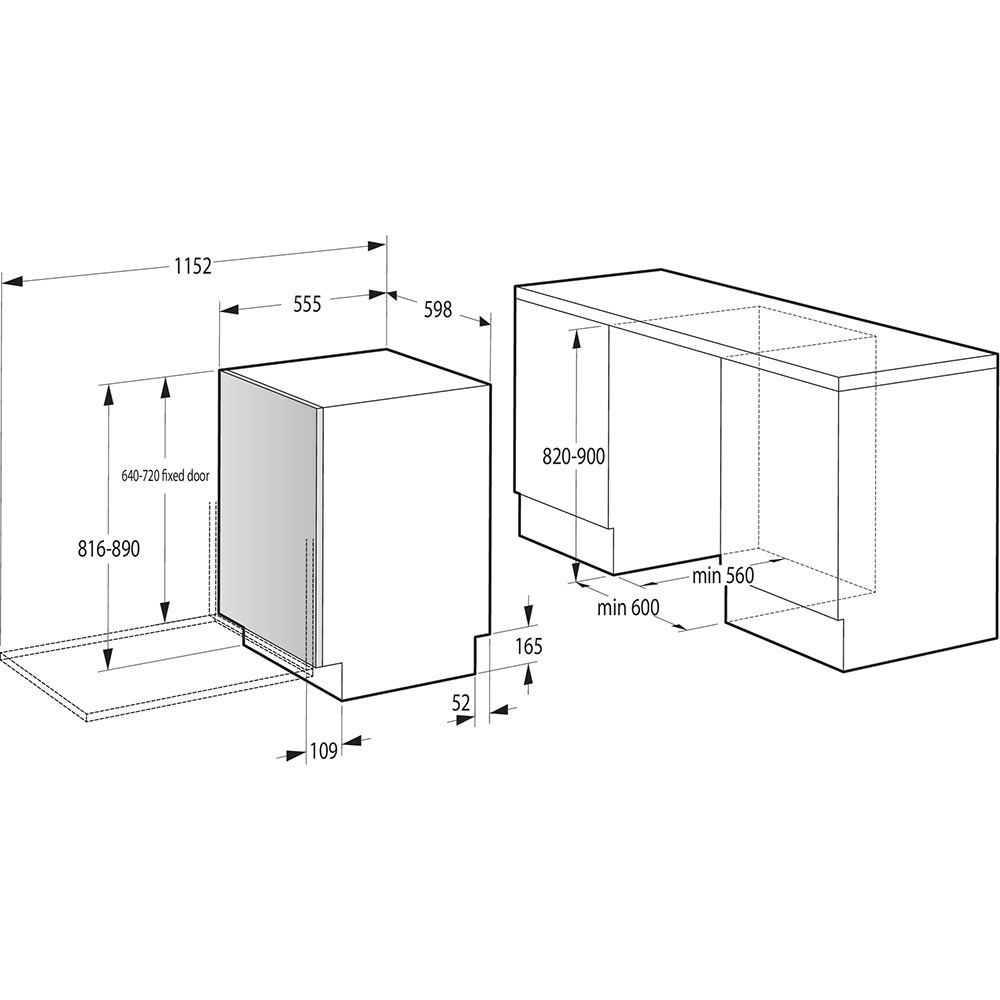 Masina de spalat vase incorporabila GORENJE GV693C60UVAD, 16 seturi, 7 programe, 60 cm, Clasa C, panou comanda negru