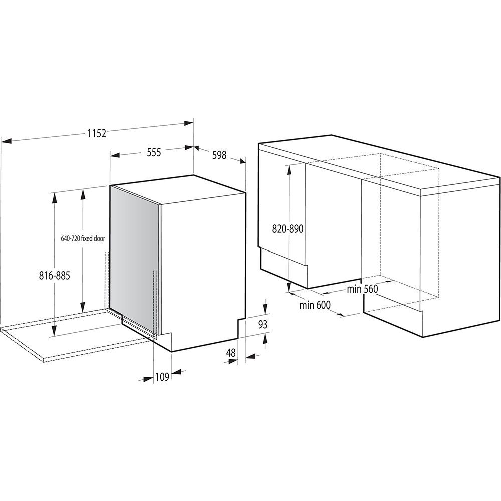 Masina de spalat vase incorporabila HISENSE HV642E90, 13 seturi, 6 programe, 60 cm, Clasa E, panou comanda argintiu