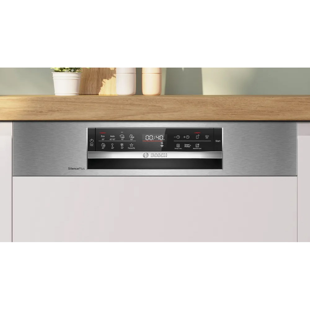 Masina de spalat vase semi-incorporabila BOSCH SMI6ECS12E, 14 seturi, 8 programe, 60 cm, Clasa A, inox
