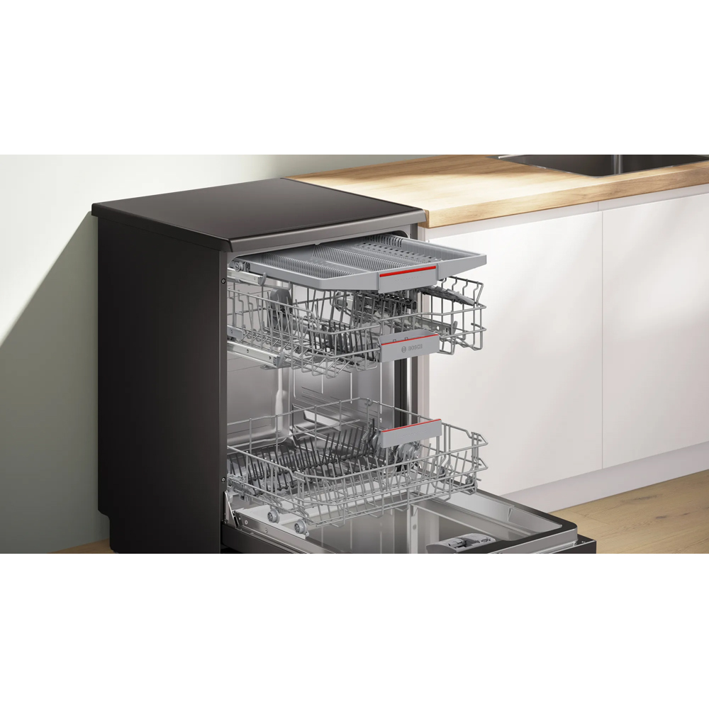 Masina de spalat vase independenta BOSCH SMS4EMC06E, 14 seturi, 6 programe, 60 cm, Clasa B, dark inox