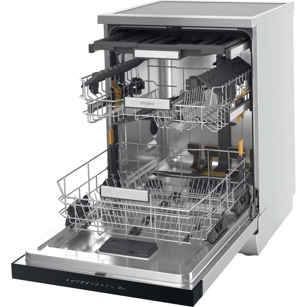 Masina de spalat vase independenta WHIRLPOOL W7F HP43 X, 6th Sense, 15 seturi, 10 programe, 60 cm, Clasa C, inox